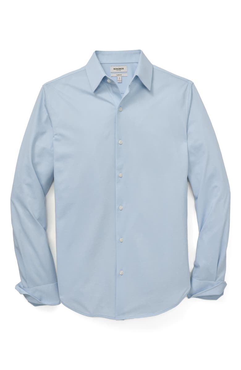 Bonobos Tech Navy Performance Cotton Blend Piqué Button-Up Shirt, Alternate, color, Birds Eye Texture V2 C2