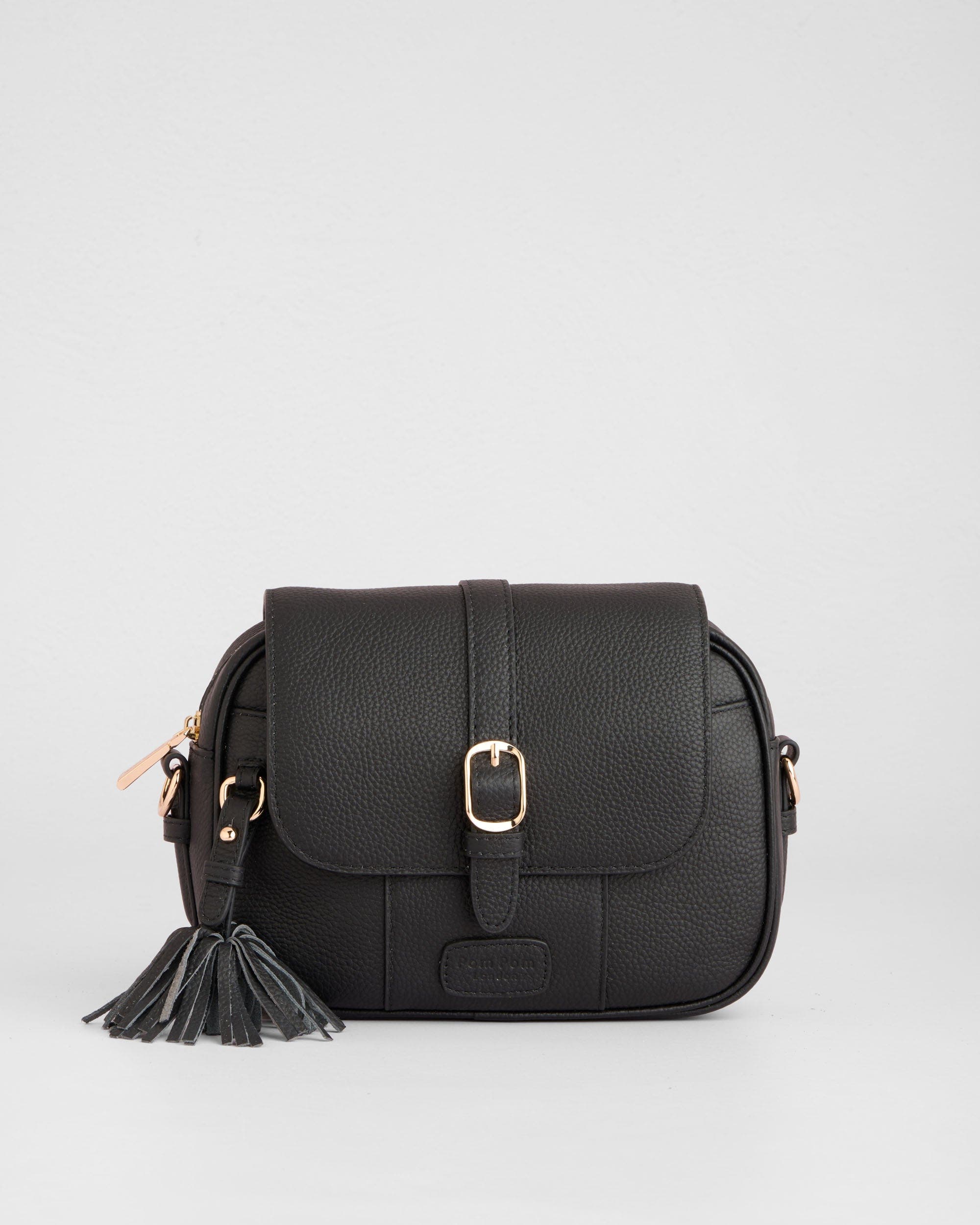 Pom Pom London Finsbury Crossbody Bag, Main, color, Black