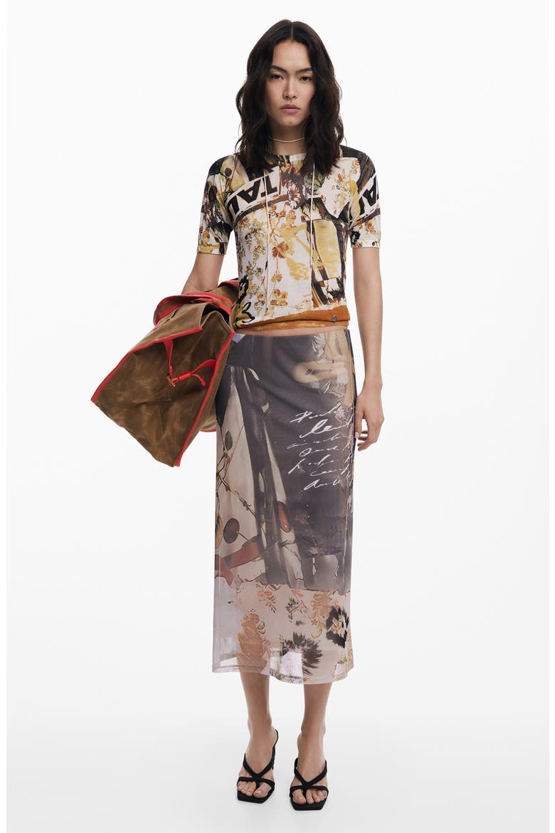 Print Midi Skirt, Alternate, color, ANTHRACITE GRAY