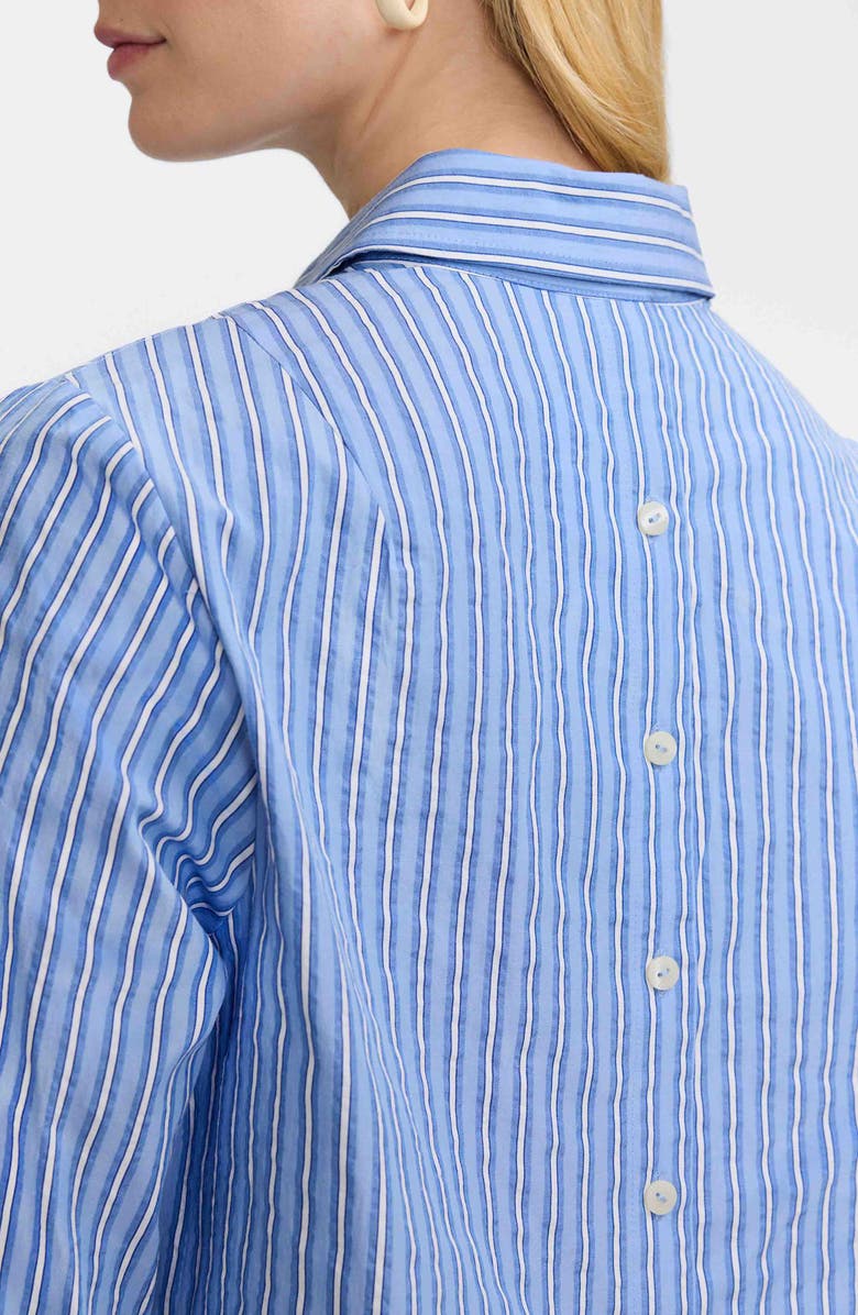 Foxcroft Therese Stripe Button Back Cotton Seersucker Popover Shirt, Alternate, color, Blue/ Multi