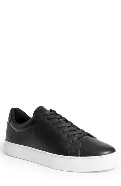 Low top black leather sneakers deals