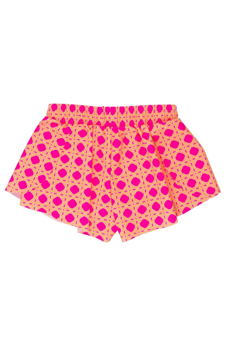 RuffleButts Girls UPF50+ Active Butterfly Shorts, Alternate, color, Neon Sherbet Cane