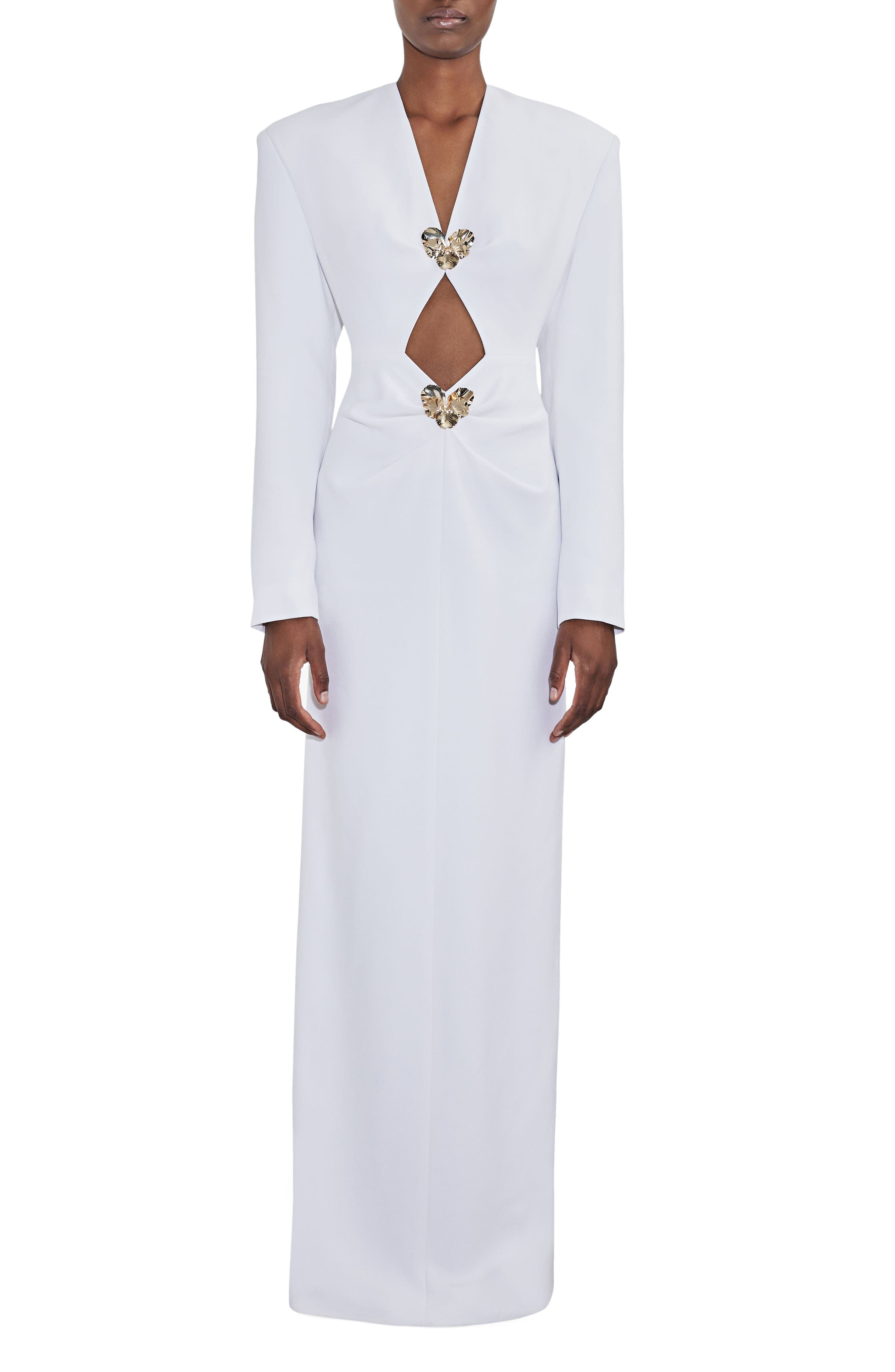 Et Ochs Melody Metallic Floral Long Sleeve Column Gown (Women) | Nordstrom