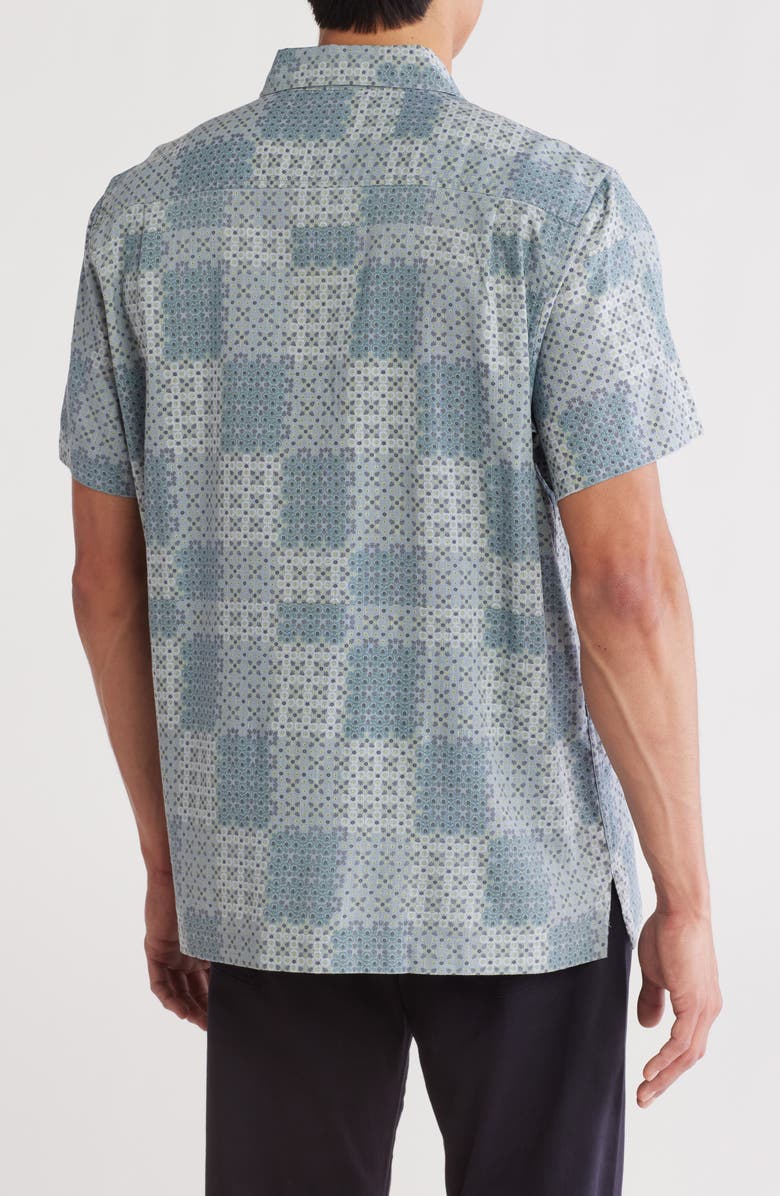 Lucky Brand Slub Plya Short Sleeve Button-Up Shirt, Alternate, color, Blue Print