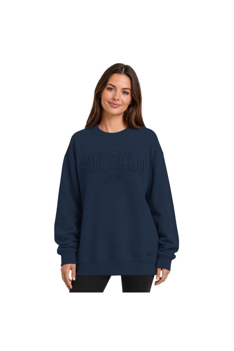 Women's Starter  Navy Buffalo Bills Athleisure Oversized Fleece Sweatshirt, Main, color, Navy