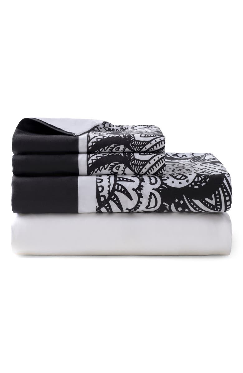 Brooks Brothers Paisley 4-Piece Sheet Set, Main, color, Black