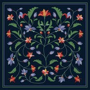 Jessie Zhao New York Navy Vine Double Sided Silk Scarf