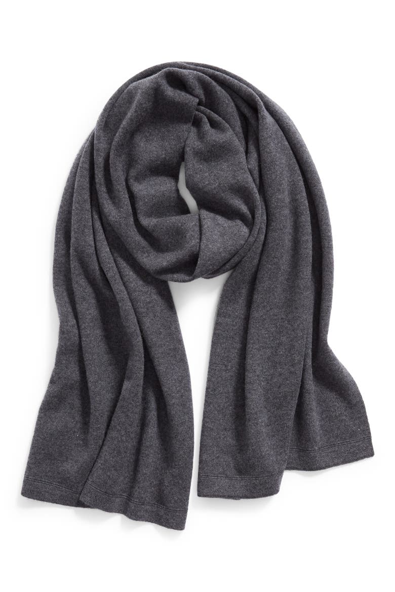 Wool & Cashmere Scarf, Main, color, GREY DARK HEATHER