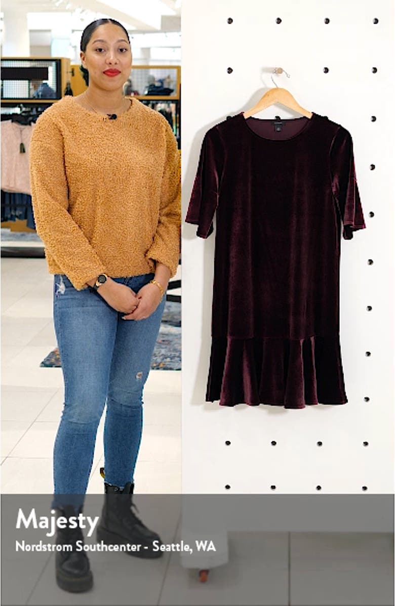 Ruffle Trim Velvet Dress, sales video thumbnail