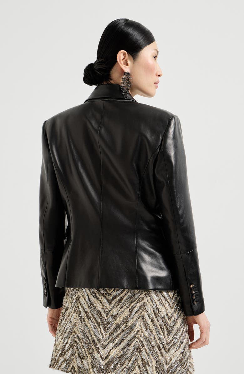 Brunello Cucinelli Nappa leather blazer, Alternate, color, Black