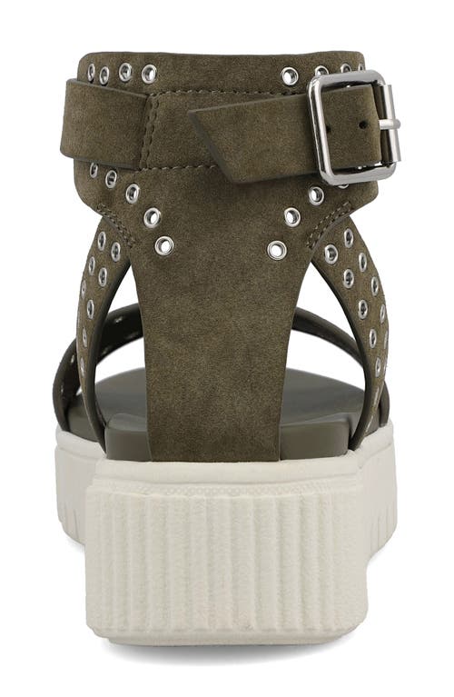 Shop Mia Evelin Ankle Strap Platform Sandal In Khaki/silver