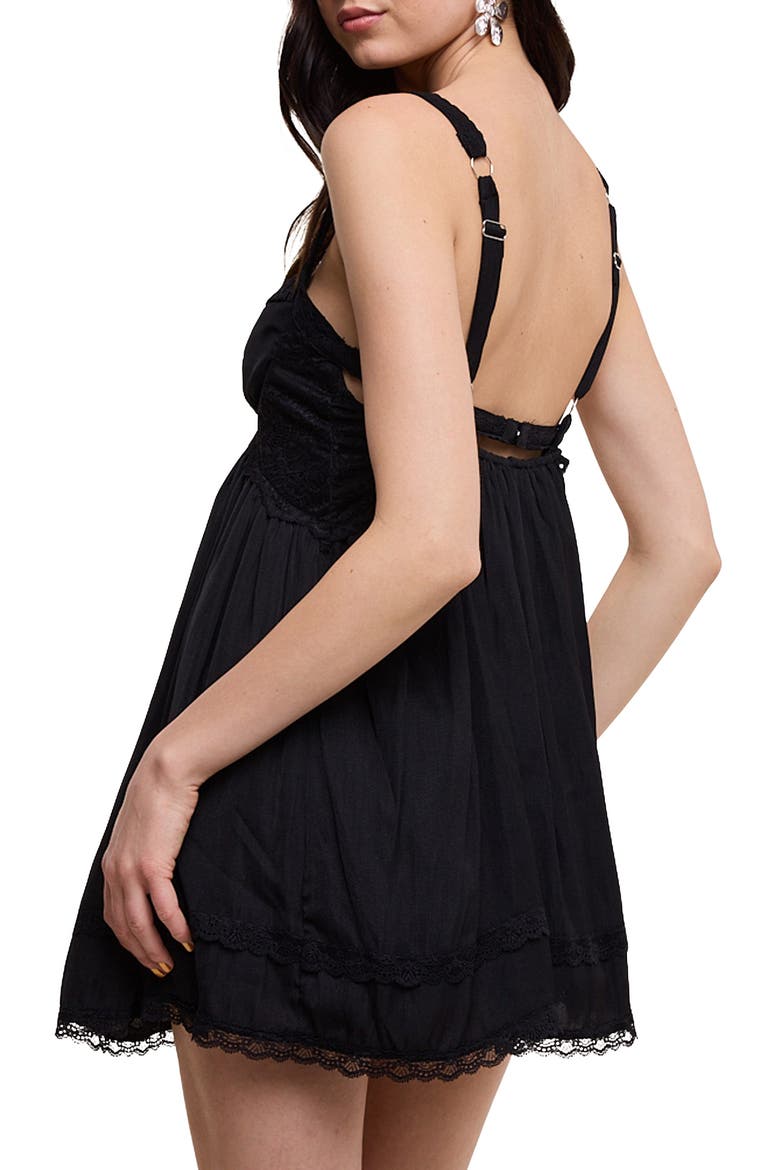 Lace Ruffle Minidress, Alternate, color, BLACK