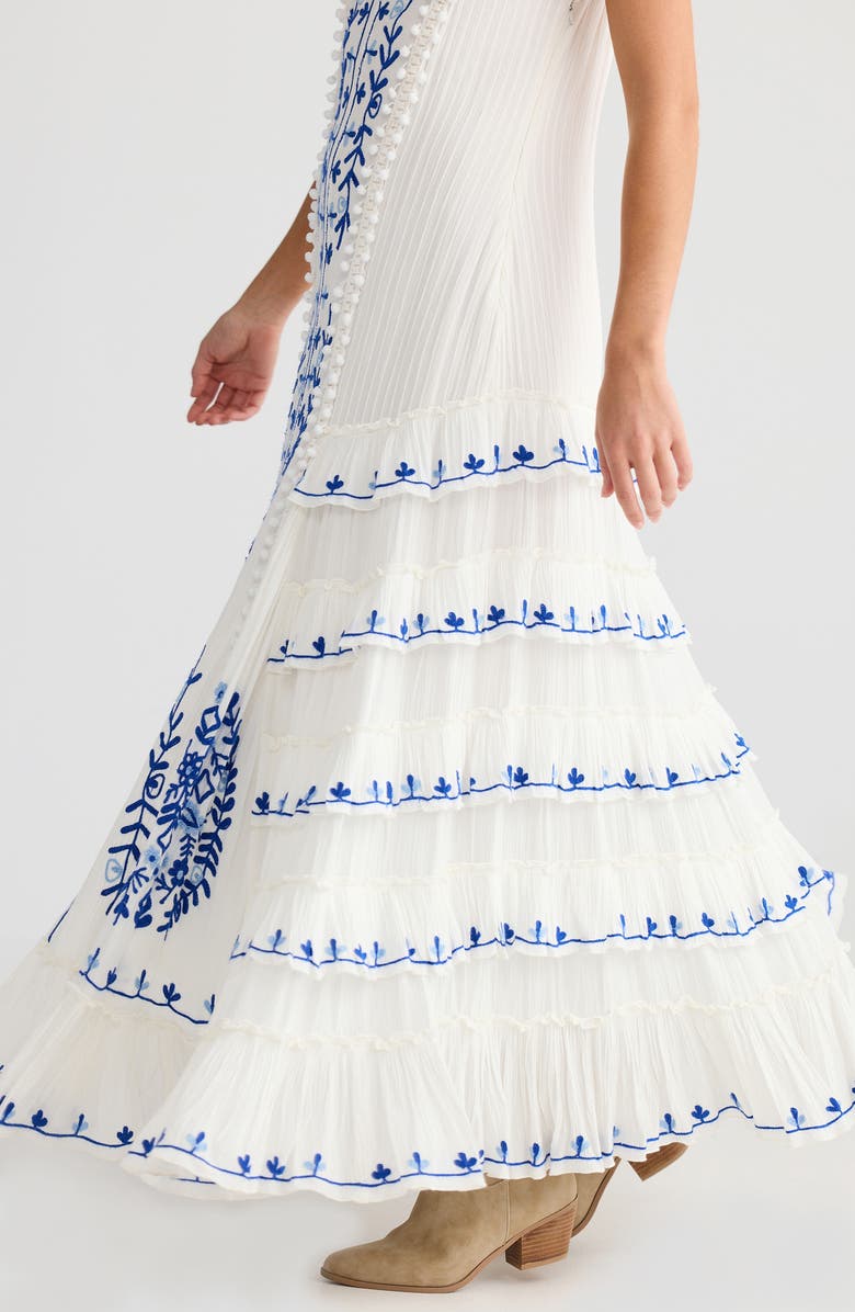 Talisman the Label Sadira Embroidered Sleeveless Maxi Dress, Alternate, color, 