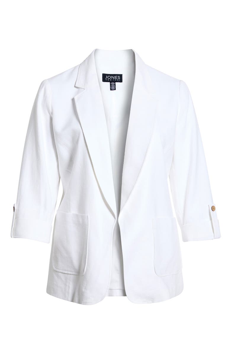 Jones New York Roll Tab Sleeve Linen Blend Blazer, Alternate, color, 