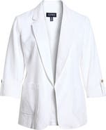 Jones New York Roll Tab Sleeve Linen Blend Blazer
