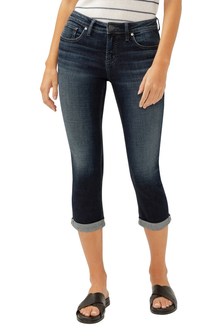 Elyse Curvy Mid Rise Capri Jeans, Main, color, INDIGO