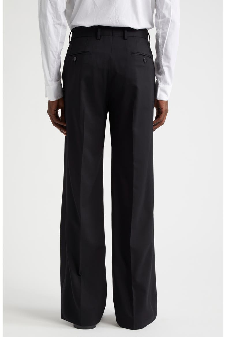 Pintuck Stretch Virgin Wool Straight Leg Pants, Alternate, color, N0000 NERO