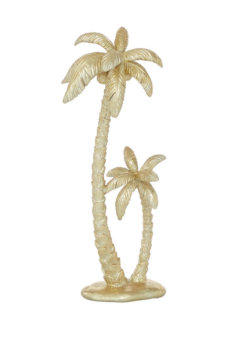 WILLOW ROW Palm Tree SculpturePolyresinGold, Main, color, Gold