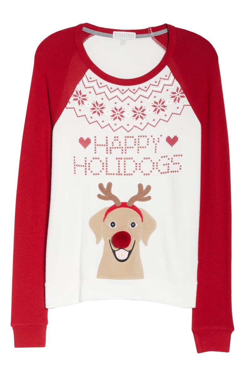 PJ Salvage PJSalvage Joy Long Sleeve Pajama Top, Alternate, color, 