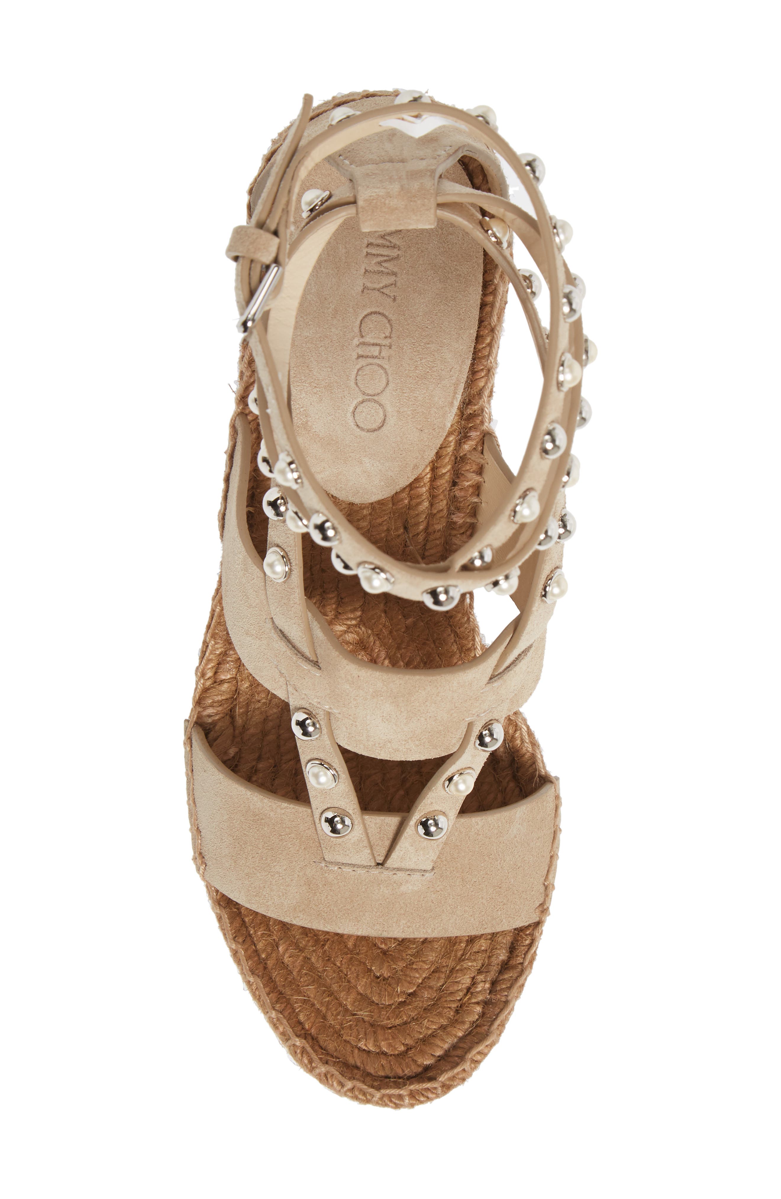 Jimmy Choo Danica Studded Espadrille Wedge Sandal, Alternate, color, 