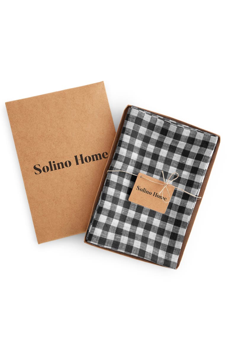 Solino Home Linen Dinner Napkins - Gingham Check, 20" x 20", Alternate, color, Black