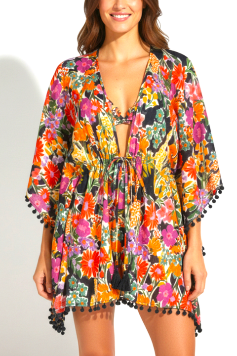 Audrey Short Drawstring Caftan Cover-Up