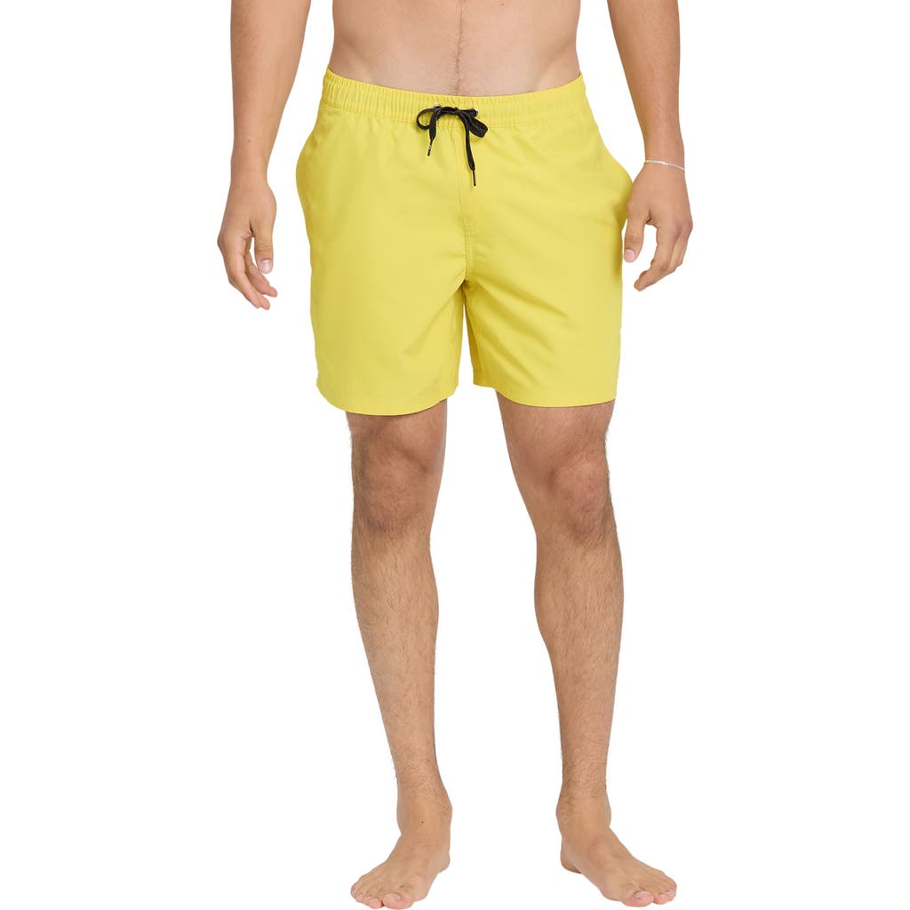 Quiksilver Everyday Solid Volley Swim Trunks In Brown