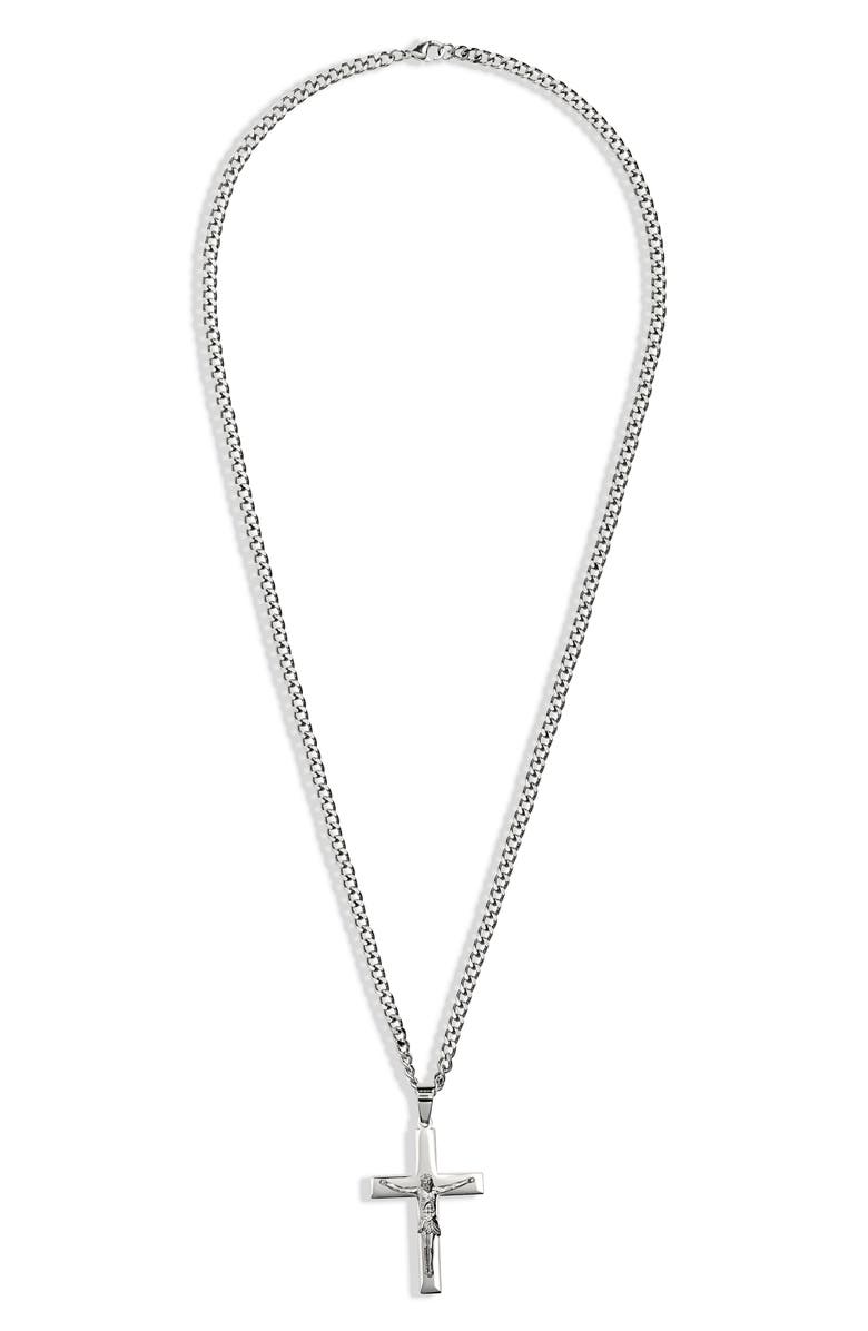 AMERICAN EXCHANGE Men's Cross Pendant Necklace, Main, color, Silver