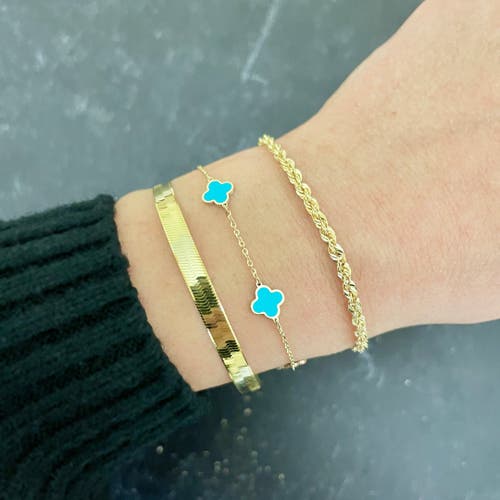 The Lovery Fine Jewelry Mini Turquoise Clover Bracelet In Blue