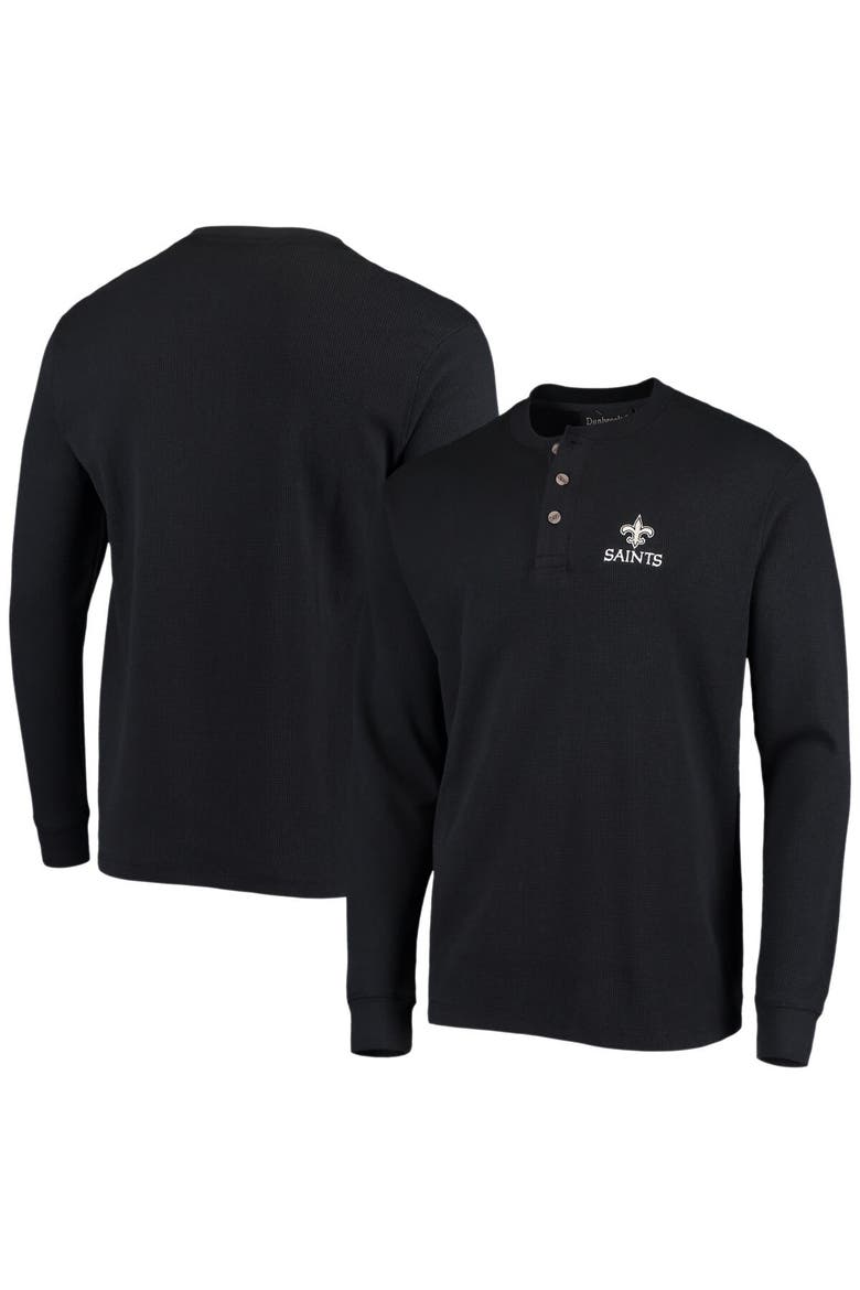 Men's Dunbrooke Black New Orleans Saints Logo Maverick Thermal Henley Long Sleeve T-Shirt, Main, color, Black
