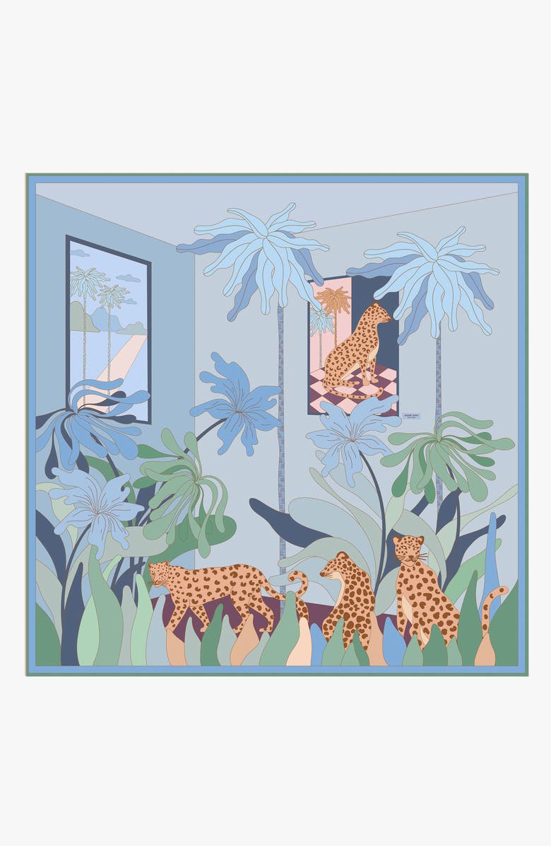 Jessie Zhao New York Double Sided Silk Scarf Of Indoor Forest, Alternate, color, Pink