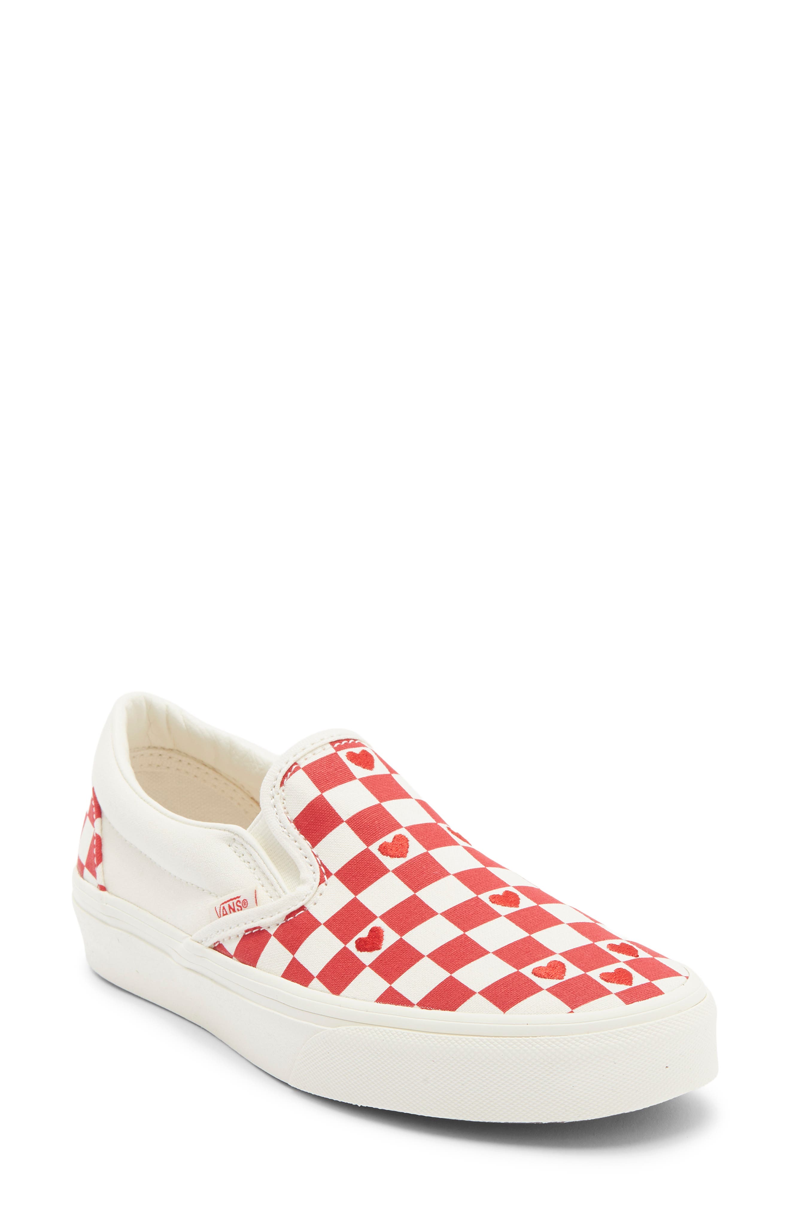 Classic Slip-On Stackform Sneaker, Main, color, CHECKERBOARD HEARTS CRIMSON