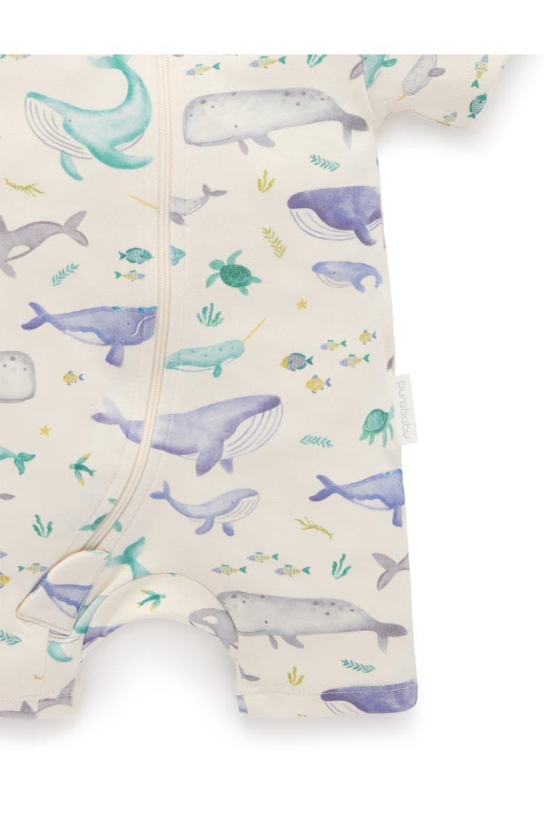 2 Pack Short Sleeve Zip Romper Floral Print, Alternate, color, Whale Print