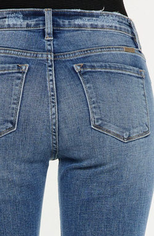 Kancan Honey Essentials High Rise Cropped Bootcut Jeans In Blue