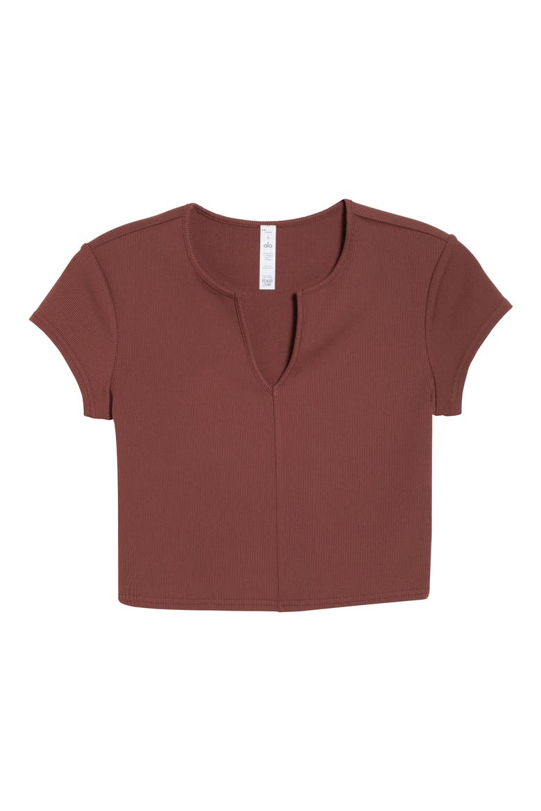 Savvy Short Sleeve Rib Crop Top, Alternate, color, CHERRY COLA
