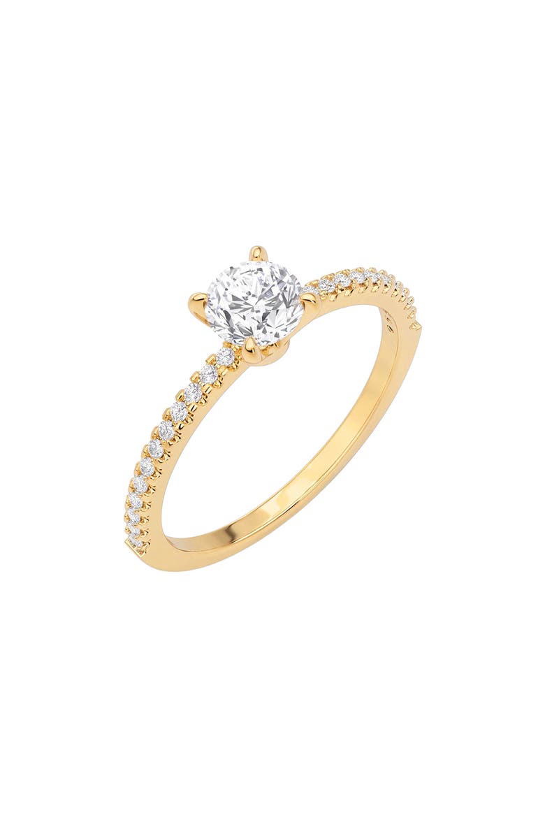18k Gold Plated Cubic Zirconia Solitaire Ring, Main, color, 18 KT YELLOW GOLD CLEAR CZ