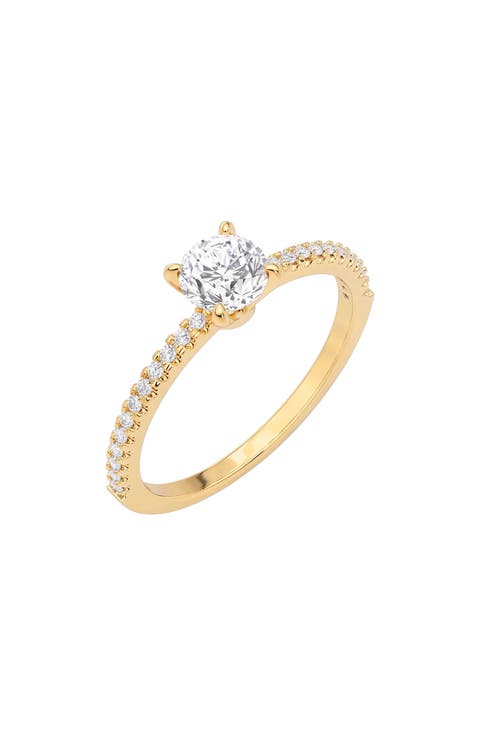 18k Gold Plated Cubic Zirconia Solitaire Ring