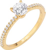 Crislu 18k Gold Plated Cubic Zirconia Solitaire Ring
