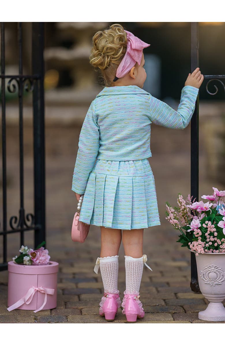 Mia Belle Girls Girls Little Sweetie Tweed Blazer and Pleated Skirt Set, Alternate, color, Multicolor