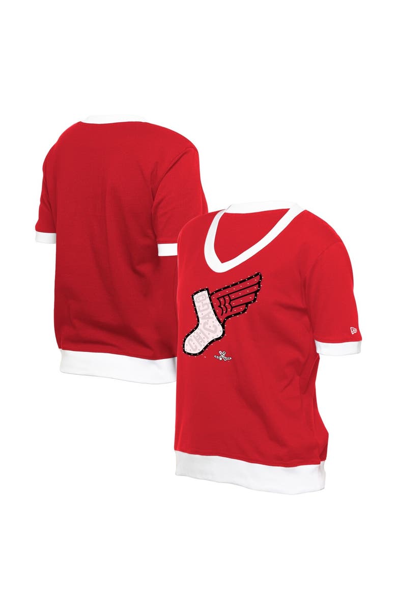 New Era Women's New Era  Red Chicago White Sox 2025 City Connect Rhinestone V-Neck T-Shirt, Main, color, Red