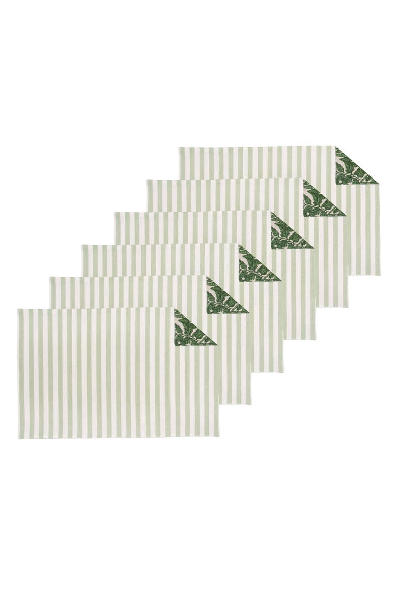 Botanical Fern Forest 100% Cotton Set of 6 Placemats 13" x  20", Alternate, color, Green