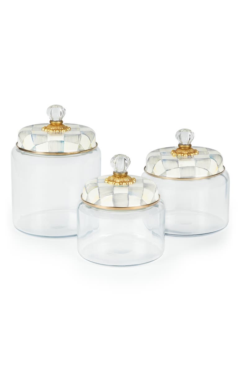 MACKENZIE CHILDS Sterling Check Small Kitchen Canister, Main, color, 