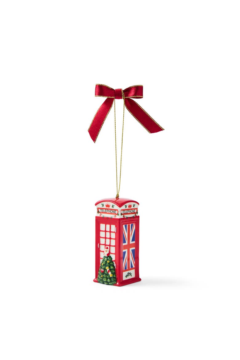 Christmas Tree British Phone Box Ornament, Main, color, Multi