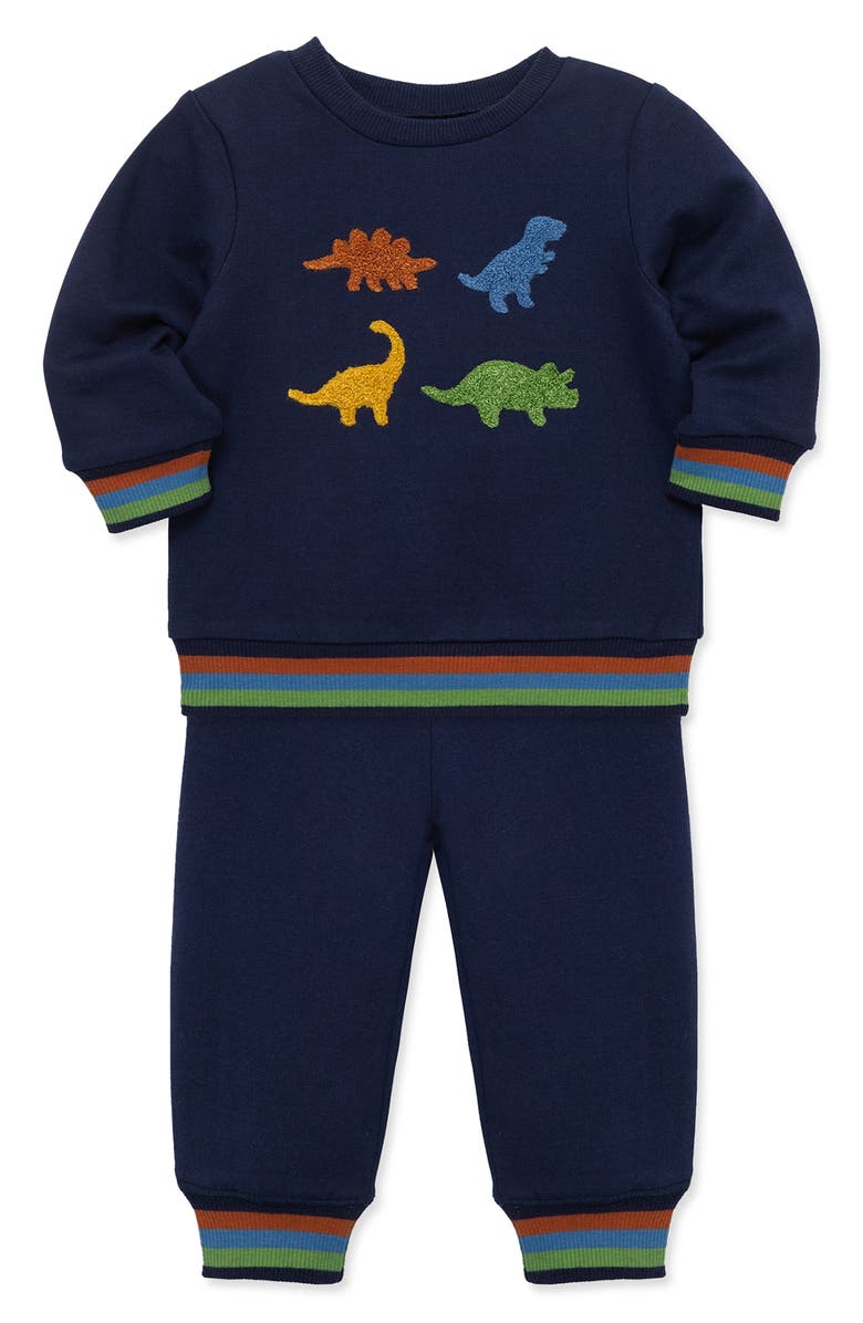 Little Me Dino Sweatshirt & Joggers Set, Alternate, color, 