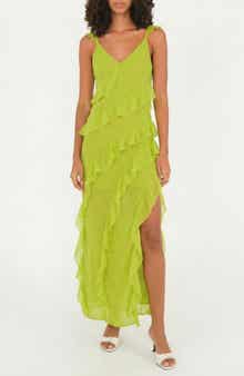 Cascade Ruffle Chiffon Maxi Dress
