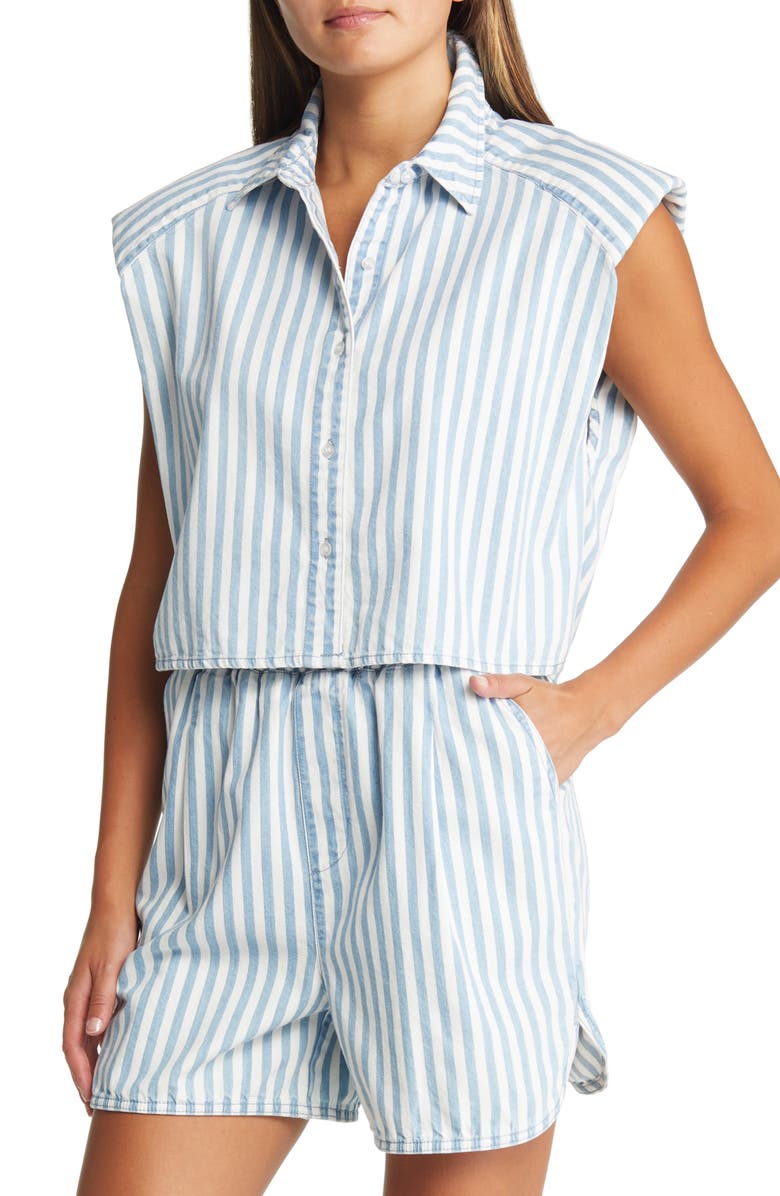 VERO MODA Lines Stripe Cotton Shirt, Main, color,