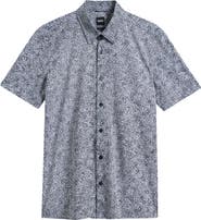 BOSS Roan Slim Fit Short Sleeve Button-Up Shirt