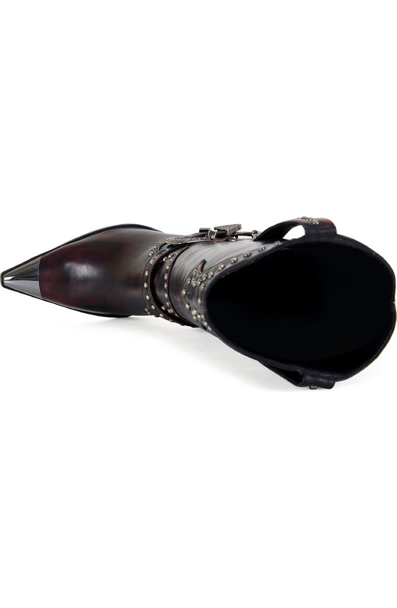 AZALEA WANG Osborn Studded Western Mid Calf Boot, Alternate, color, Wine