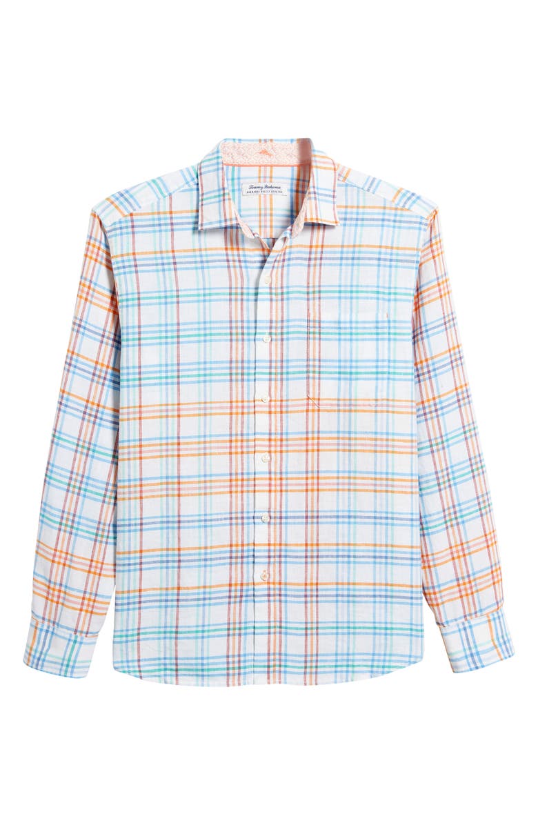 Tommy Bahama Barbados Breeze La Via Check Linen Blend Button-Up Shirt, Alternate, color,