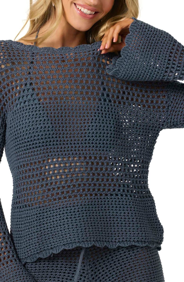 O'Neill Consuelo Open Stitch Cover-Up Sweater, Alternate, color, Slate